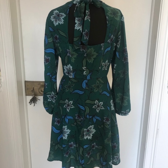 Green Printed Aline Dress - Picture 3 of 4